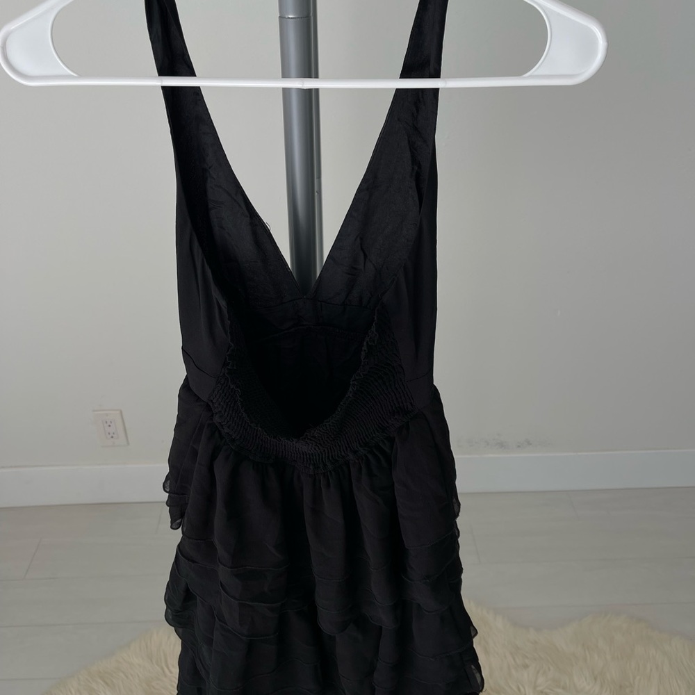 Black Sleeveless Ruffled Dress